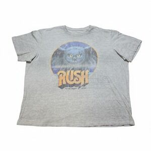 Rush Fly By Night 1975 Graphic Band‎ Tee Heather Gray Distressed Mens 3XL SW1020